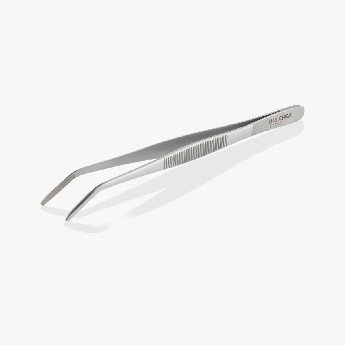 Angled tip tweezers (slant tip): 25° angled ends for optimal grip at viewing angles. Stainless steel, ergonomic design for electronics component placement, brow shaping, precision tasks. Reduces strain, precise control without fatigue.